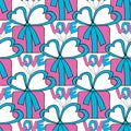 Valentine`s day seamless pattern with hearts and gifts. Beautiful abstract pattern with Valentine`s day seamless pattern