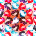 Valentine`s day seamless pattern with polygonal hearts colors.