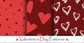 Valentine\'s day seamless pattern set. Set of vector patterns with hearts Royalty Free Stock Photo