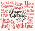 Valentine's Day. Set of Valentine's stylish trendy calligraphic headlines. Vector illustration.