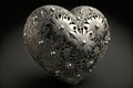 Valentine& x27;s Day Silver ornate heart with diamonds. Romantic jewelry. Generative AI