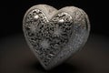 Valentine& x27;s Day Silver ornate heart with diamonds. Romantic jewelry. Generative AI