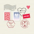 Valentine's Day stamps set Royalty Free Stock Photo