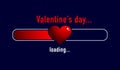 Valentine`s day status bar with voluminous stylized heart on a blue background. Loading Royalty Free Stock Photo
