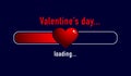 Valentine`s day status bar with voluminous stylized heart on a blue background. Loading Royalty Free Stock Photo