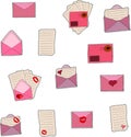 Valentine`s day stickers with letters