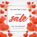 valentine s day super sale with hearts background vector illustration