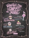 Valentine`s day sweet menu chalkboard design