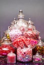 Valentine`s day sweets set. Colorful candies, jellies, lollipops, marshmallows Royalty Free Stock Photo