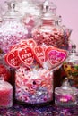 Valentine`s day sweets set. Colorful candies, jellies, lollipops, marshmallows Royalty Free Stock Photo