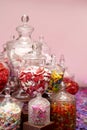 Valentine`s day sweets set. Colorful candies, jellies, lollipops, marshmallows Royalty Free Stock Photo