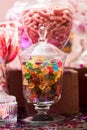 Valentine`s day sweets set. Colorful candies, jellies, lollipops, marshmallows Royalty Free Stock Photo