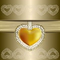 Valentine`s Day Symbol with gold background Royalty Free Stock Photo