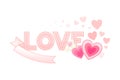 Valentine s Day Symbol with Love Word and Pink Hearts Vector Composition
