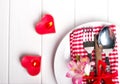 Valentine`s day table setting. Royalty Free Stock Photo