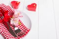 Valentine`s day table setting. Royalty Free Stock Photo