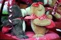 lovely gifts for valentine's day special. couple teddy bears in a gift shop.