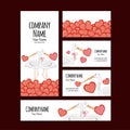 Valentine`s Day template for text with cute storks. Cartoon style. Vector illustration