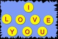 Valentine`s Day. Text I love you on a blue torn background. Wallpaper. Postcard for lovers Royalty Free Stock Photo