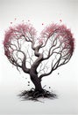 Valentine\'s day, tree with shape of heart, illustration, wallpaper