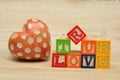 True love spelled with colorful alphabet blocks Royalty Free Stock Photo