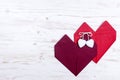 Valentine`s Day. two hearts of red napkins Royalty Free Stock Photo