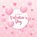 Valentine`s Day vector background with light pink paper cut hearts. Love pattern for graphic design, greeting card Royalty Free Stock Photo