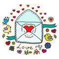 Valentine's Day Vector Envelope Royalty Free Stock Photo