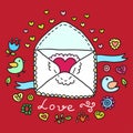 Valentine's Day Vector Envelope Royalty Free Stock Photo