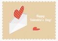 Valentine's day vector postcard. Isometric hearts and envelope. Royalty Free Stock Photo