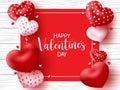 Valentine`s day vector template design. Happy valentine`s day text in empty red space for messages with 3d realistic and paper cut