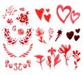 Valentine`s Day watercolor design elements Royalty Free Stock Photo