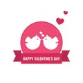 Valentine s Day and Wedding card with couple of birds and hearts. Royalty Free Stock Photo