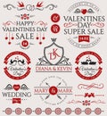 Valentine`s Day and wedding design elements. Royalty Free Stock Photo