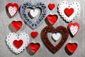 Valentine`s Day, wedding, love. White tracery, red, gray, brown,