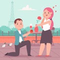 Valentines Day wedding proposal vector cartoon concept illustration