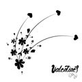 Valentine\'s Day. Wedding. Trident. Flowers. Heart. Tattoo. Pointer. Isolated element. Royalty Free Stock Photo