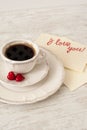 Valentines day white porcelain coffee set Royalty Free Stock Photo