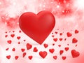 Valentine s day winter hearts big with many hearts on white background