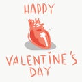 Realistic heart postcard. valentine`s day