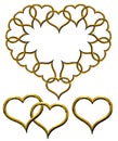 Valentine's golden hearts set Royalty Free Stock Photo
