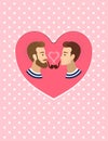 Valentine's greeting card gay homosexuals Couple illustration Royalty Free Stock Photo