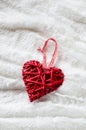 Valentine` s heart on the white pelage Royalty Free Stock Photo