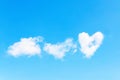 Valentine`s holiday background, heart shaped cloud, blue sky Royalty Free Stock Photo