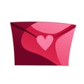 Valentine s letter. Pink envelope with a heart on a white background. Vector, cartoon style. can be used to create