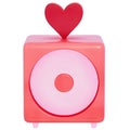 Valentine\'s movie night Heartbeat Speaker on transparent background, 3D rendering