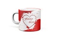 Valentine`s mug - porcelain coffee or tea mug with valentine`s day theme - 3d - isolated on white