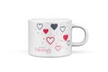 Valentine`s mug - porcelain coffee or tea mug with valentine`s day theme - 3d - isolated on white