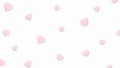 Valentine s paper confetti pink or purple hearts flying in the isolated white background. Pink or purple sign symbols of love Royalty Free Stock Photo