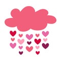 Valentine`s pink hearts rain icon